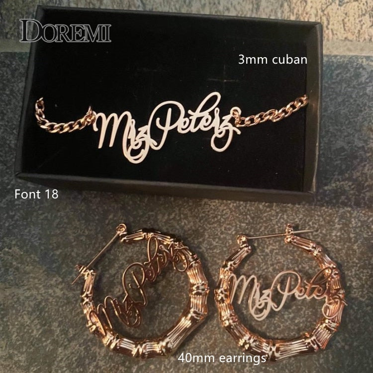 Custom Name Earrings and Necklace set